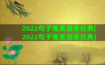 2022句子唯美语录经典(2022句子唯美语录经典)