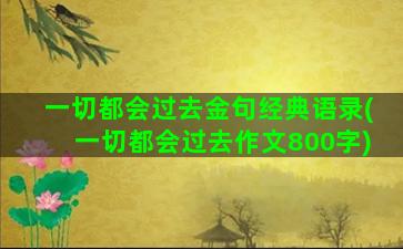 一切都会过去金句经典语录(一切都会过去作文800字)