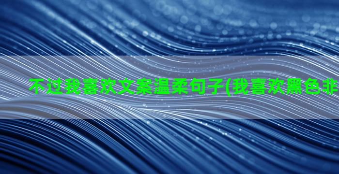 不过我喜欢文案温柔句子(我喜欢黑色非主流文案)