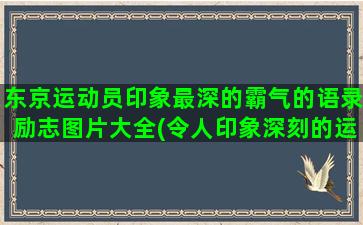 东京运动员印象最深的霸气的语录励志图片大全(令人印象深刻的运动员)