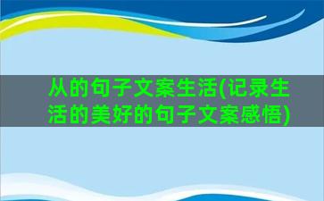 从的句子文案生活(记录生活的美好的句子文案感悟)