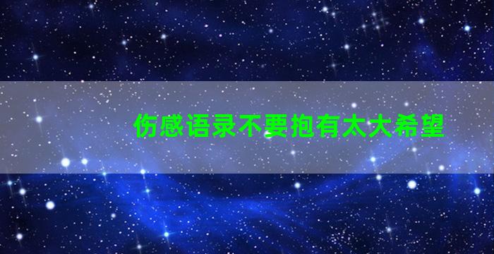 伤感语录不要抱有太大希望