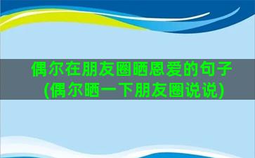 偶尔在朋友圈晒恩爱的句子(偶尔晒一下朋友圈说说)