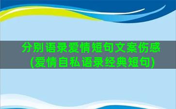 分别语录爱情短句文案伤感(爱情自私语录经典短句)