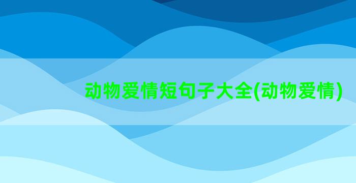 动物爱情短句子大全(动物爱情)