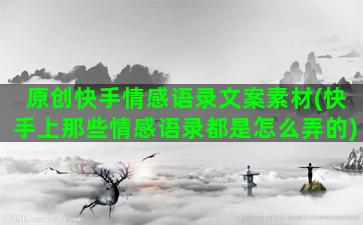 原创快手情感语录文案素材(快手上那些情感语录都是怎么弄的)