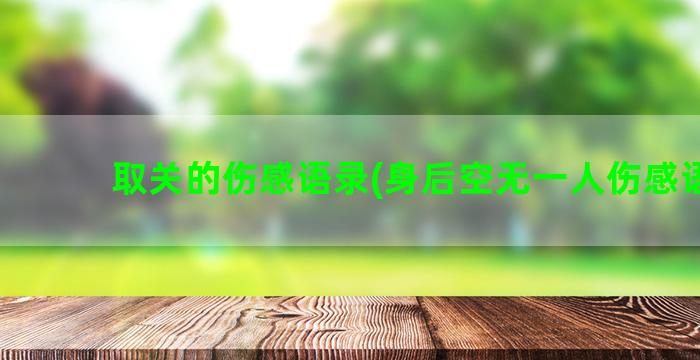 取关的伤感语录(身后空无一人伤感语录)