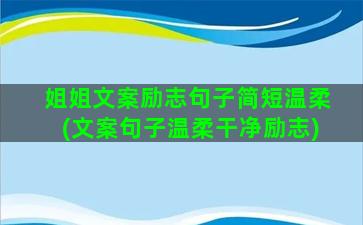 姐姐文案励志句子简短温柔(文案句子温柔干净励志)