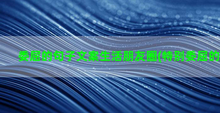 委屈的句子文案生活朋友圈(特别委屈的文案句子)