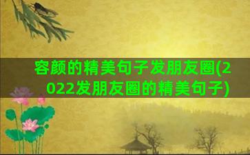 容颜的精美句子发朋友圈(2022发朋友圈的精美句子)