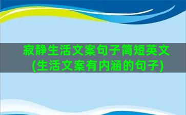 寂静生活文案句子简短英文(生活文案有内涵的句子)