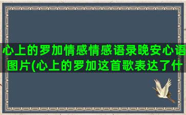 心上的罗加情感情感语录晚安心语图片(心上的罗加这首歌表达了什么感情)