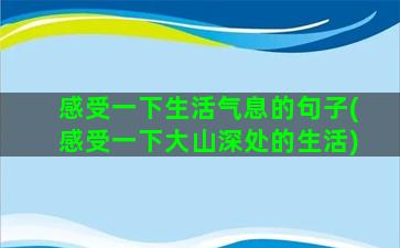 感受一下生活气息的句子(感受一下大山深处的生活)