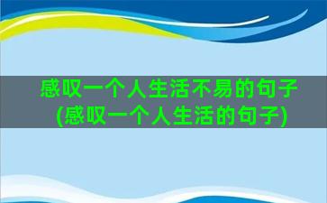 感叹一个人生活不易的句子(感叹一个人生活的句子)