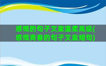 感慨的句子文案温柔高级(感慨青春的句子文案短句)