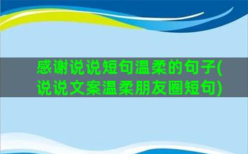 感谢说说短句温柔的句子(说说文案温柔朋友圈短句)