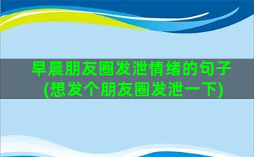 早晨朋友圈发泄情绪的句子(想发个朋友圈发泄一下)