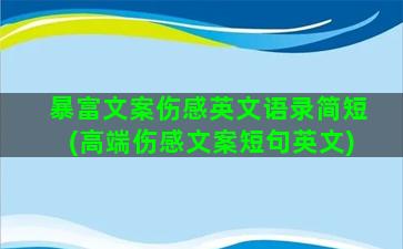 暴富文案伤感英文语录简短(高端伤感文案短句英文)