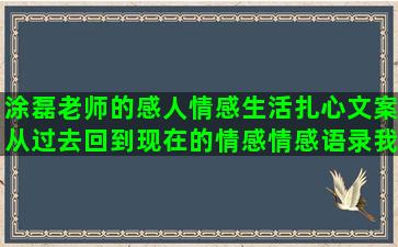 涂磊老师的感人情感生活扎心文案从过去回到现在的情感情感语录我把你当亲人看待(涂磊老师咨询热线)