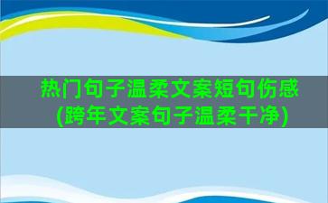 热门句子温柔文案短句伤感(跨年文案句子温柔干净)