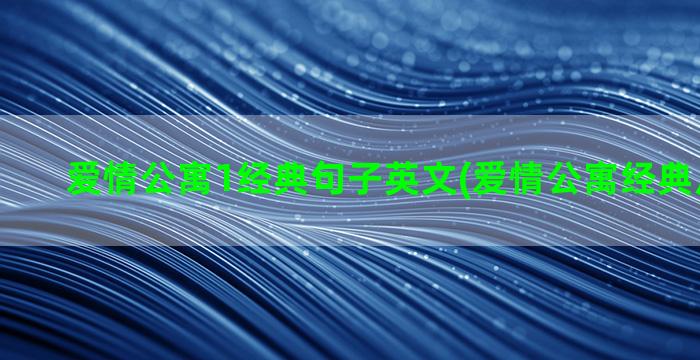 爱情公寓1经典句子英文(爱情公寓经典片段剧本)