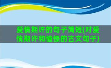 爱情期许的句子简短(对爱情期许和憧憬的古文句子)