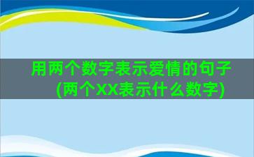 用两个数字表示爱情的句子(两个XX表示什么数字)