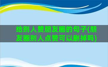 给别人赞朋友圈的句子(朋友圈别人点赞可以删掉吗)