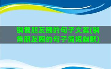 销售朋友圈的句子文案(销售朋友圈的句子简短幽默)