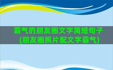 霸气的朋友圈文字简短句子(朋友圈照片配文字霸气)